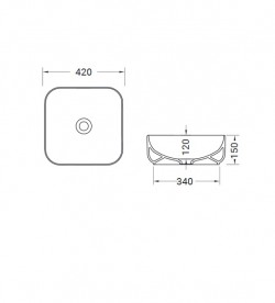 Раковина для ванной Hidra Gio Evolution 42х42 см белый/серебро G43E 014 bianco/platino
