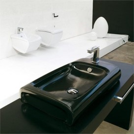 Раковина для ванной Hidra Hi-Line накладная 70х41 см санфаянс черный глянцевый HI17 009 nero lucido