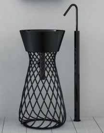 Раковина для ванної Hidra Wire накладна Ø43 см санфаянс чорний матовий W1 026 nero mat