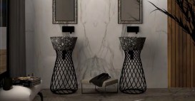 Раковина для ванної Hidra Wire накладна Ø43 см санфаянс темно-сірий мармур W1 99 ceppo di gre dark