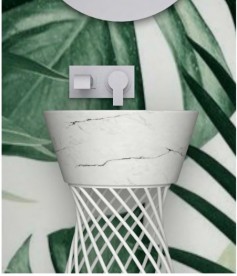 Раковина для ванної Hidra Wire накладна Ø43 см санфаянс білий матовий мармур W1 101 white matt marble