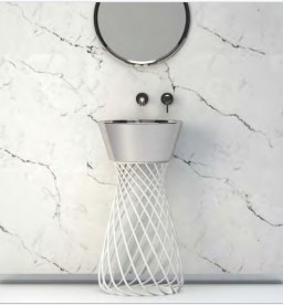 Раковина для ванної Hidra Wire накладна Ø43 см санфаянс білий/срібло W1 014 bianco/platino