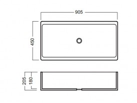 Раковина для ванної господарська Hatria Specials 45х90.5 см санфарфор білий YN0401