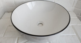 Раковина для ванной Imprese Black Edge Ø41,5 см керамика белый/черный i11094