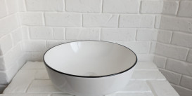 Раковина для ванной Imprese Black Edge Ø41,5 см керамика белый/черный i11094