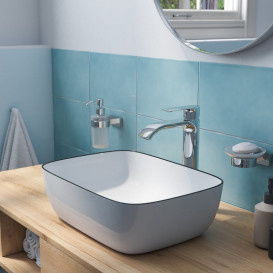 Раковина для ванної Imprese Black Edge 38,5х38, 5 см кераміка білий/чорний i11095