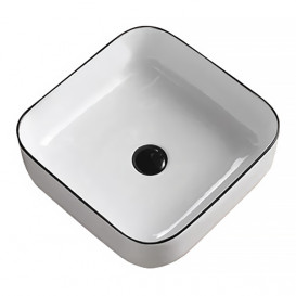 Раковина для ванної Imprese Black Edge 38,5х38, 5 см кераміка білий/чорний i11095