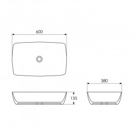 Раковина для ванной Imprese Black Edge 60х38 см керамика белый/черный i11098