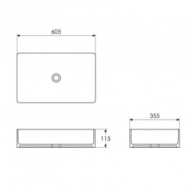 Раковина для ванной Imprese Black Edge 60,5х35,5 см керамика белый/черный i11099