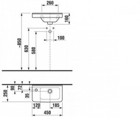 Раковина для ванної Jika Cubito 45 см з отвором зліва кераміка білий H8114230001051
