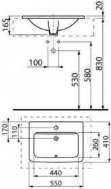 Раковина для ванной Jika Cubito perla 55 см встраиваемая сверху керамика белый H8174221001041