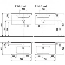 Раковина для ванной Jika Cubito perla 75х45 см чаша справа керамика белый H8124211001041