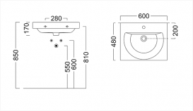 Раковина для ванної Kerama Marazzi Buongiorno 60х48 см кераміка білий BG.wb.60