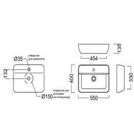 Раковина для ванної Kerama Marazzi Plaza 55x40 см кераміка білий PL.wb.55.1