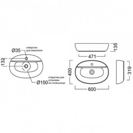 Раковина для ванної Kerama Marazzi Plaza 60x40 см кераміка білий PL.wb.60.1