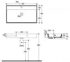 Раковина для ванной Kerasan Cento подвесная/накладная 80х45 см белая 353301