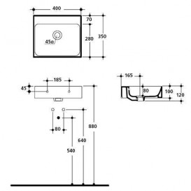 Раковина для ванної Kerasan Cento підвісна / накладна 40х35 см біла 353901