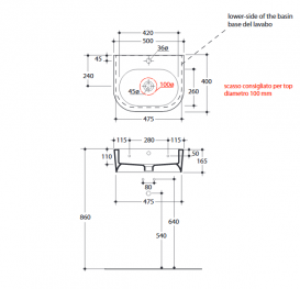Раковина для ванной Kerasan Flo подвесная/накладная 50х40 см белая 314101