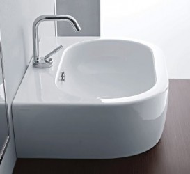 Раковина для ванной Kerasan Flo подвесная/накладная 60х42 см белая 314201