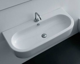 Раковина для ванной Kerasan Flo подвесная/накладная 90х42 см белая 315101