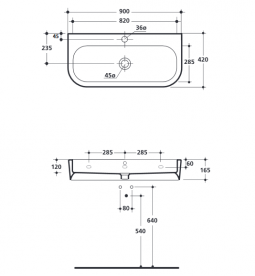 Раковина для ванной Kerasan Flo подвесная/накладная 90х42 см белая 315101