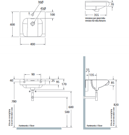 Раковина для ванной Kerasan Inka полувстраиваемая 40х40 см белая 341201