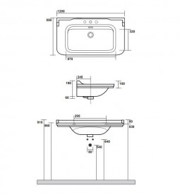 Раковина для ванной Kerasan Waldorf подвесная 120х55 см санфарфор черный глянцевый хром 4144K4