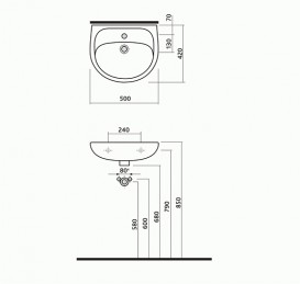 Раковина для ванной Kolo Solo 50х42 см керамика белый  71151-00U