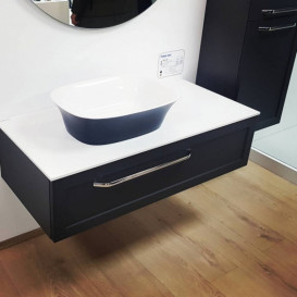 Раковина для ванной Kolpa San Blanche 39х53х15 см накладная литой мрамор белый/антрацит 563270