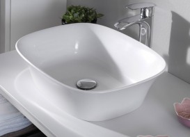 Раковина для ванной Kolpa San Blanche UB 75 литой мрамор белый матовый на столешнице Kerrock 561500