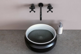 Раковина для ванной Kolpa San Boul Ø40 см накладная Kerrock черный/белый 592280