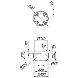 Раковина для ванной Kolpa San Boul Ø40 см накладная Kerrock черный/белый 592280