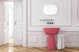 Раковина для ванной Kolpa San Milo 70x51 см отдельностоящая с полкой и сифоном Kerrock темно-красный/белый 592410