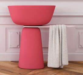 Раковина для ванной Kolpa San Milo 70x51 см отдельностоящая с полкой и сифоном Kerrock темно-красный/белый 592410