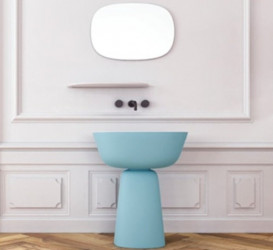 Раковина для ванной Kolpa San Milo 70x51 см отдельностоящая с сифоном Kerrock голубой/белый 592920