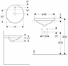 Раковина для ванной комнаты Geberit VariForm с отверстием перелива и под смеситель белый 500.705.01.2