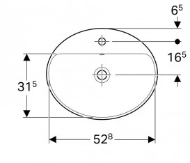 Раковина для ванной комнаты Geberit VariForm с полкой для отверстия под смеситель без перелива овальная белый 500.723.01.2
