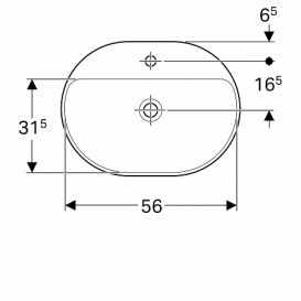 Раковина для ванной комнаты Geberit VariForm с полкой для отверстия под смеситель без перелива овальная белый 500.735.01.2