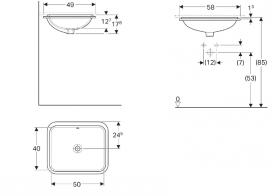 Раковина для ванной комнаты Geberit VariForm 50х40 см с отверстием перелива прямоугольная белый 500.765.01.2