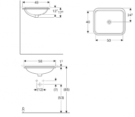 Раковина для ванної кімнати Geberit VariForm 50х40 см без переливу прямокутна білий 500.767.01.2