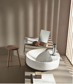 Раковина для ванной комнаты Geberit VariForm 45 см с полкой для отверстия под смеситель с переливом круглая белый 500.769.01.2