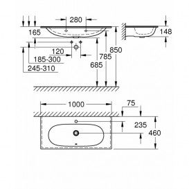 Раковина для ванной комнаты Grohe Essence под столешницу 100х46 альпийский белый 3956600H