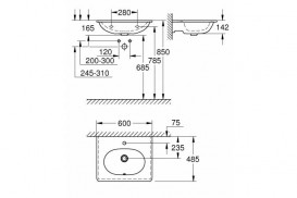Раковина для ванної кімнати Grohe Essence підвісна 600х485 мм альпійський білий 3956500H