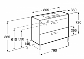 Раковина для ванної кімнати Roca Debba з установкою на тумбу 800х360 мм кераміка білий A32799F000