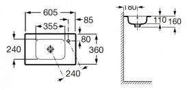 Раковина для ванной комнаты Roca Debba с установкой на тумбу 600х360 мм керамика белый A32599H000