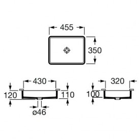 Раковина для ванної кімнати Roca Inspira Square 45.5х35 см монтаж під стільницю кераміка білий A327536000