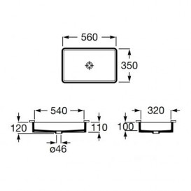 Раковина для ванной комнаты Roca Inspira Square 56х35 см монтаж под столешницу керамика белый A327535000