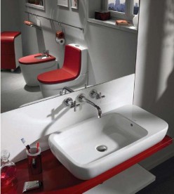 Раковина для ванної кімнати Roca Khroma 75х40 см накладна з полицею справа кераміка білий A327655000