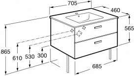 Раковина для ванной комнаты Roca Victoria-N с установкой на тумбу 700х460 мм керамика белый A32799D000