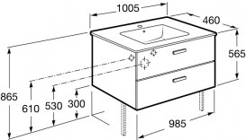 Раковина для ванної кімнати Roca Victoria-N з установкою на тумбу 1000х460 мм кераміка білий A32799B000